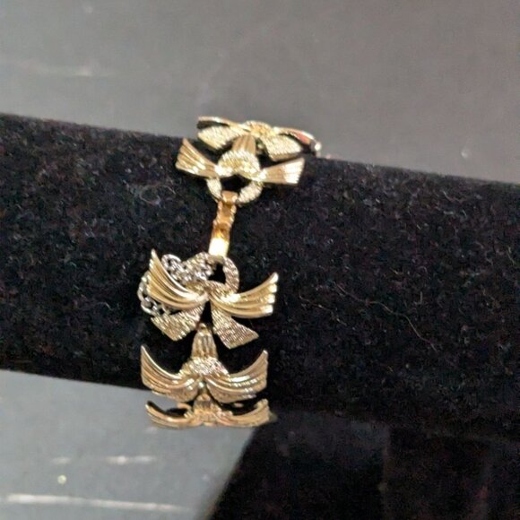 Vintage Designer Marboux Marcel Boucher Gold Tone & Rhinestone Link Bracelet 7 I - Picture 2 of 7